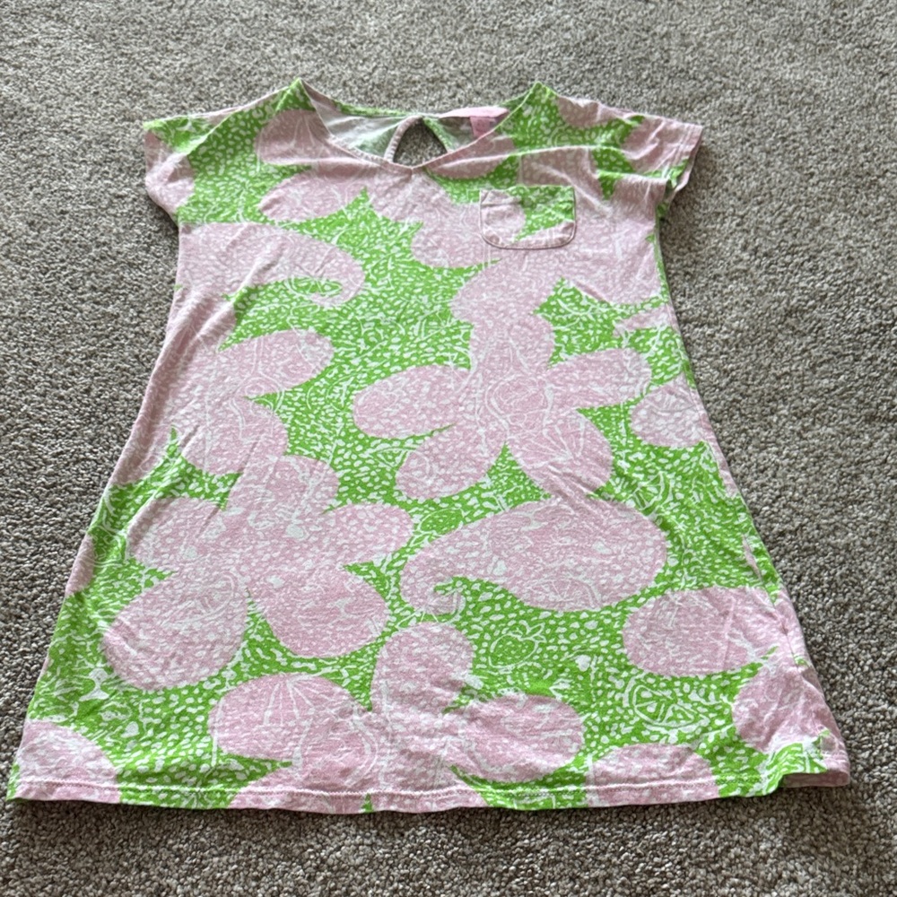 Lilly Pulitzer girls M 6-7 Pink and Green Floral Dress